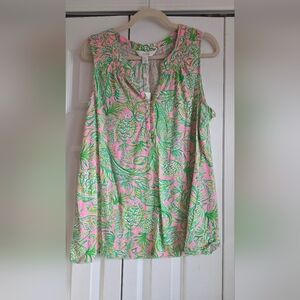 Tropical Print Sleeveless Top